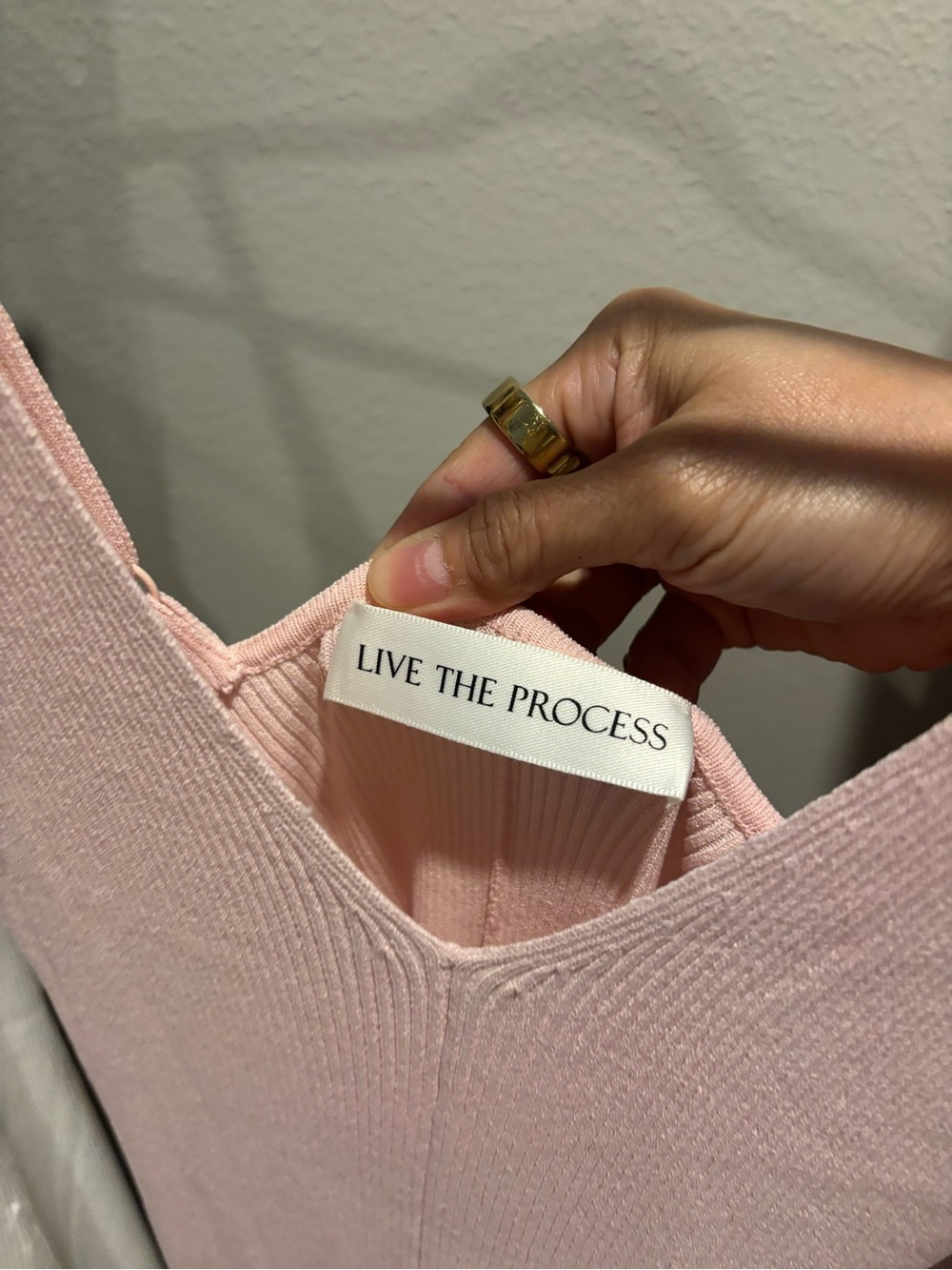 Live The Process Blush Ribbed V-Neck Tank